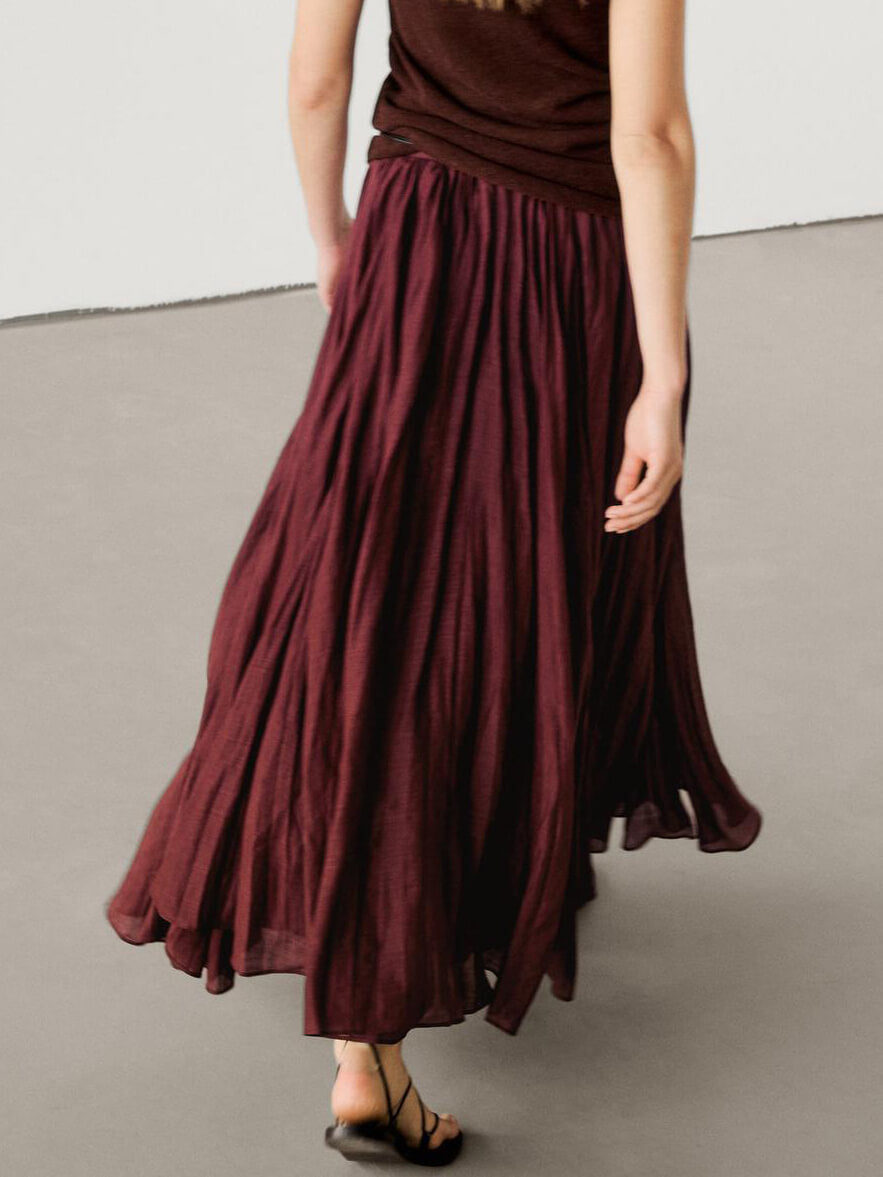 Women's Knitted Co-Ord Set with Long Sleeve Jumper and Pleated Midi Skirt
