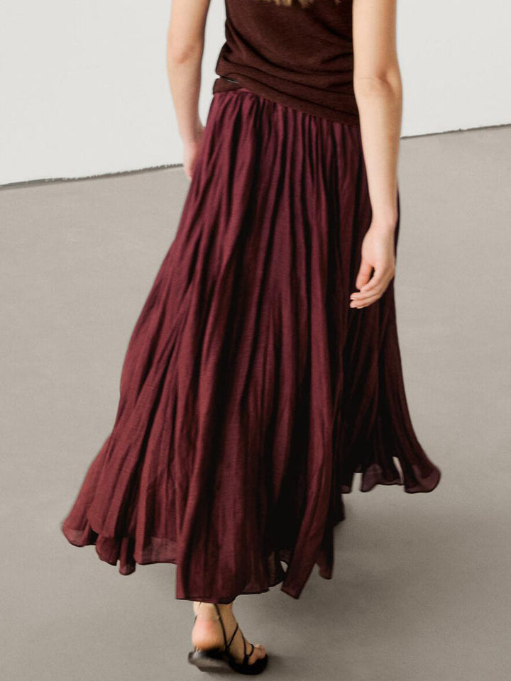 Women's Knitted Co-Ord Set with Long Sleeve Jumper and Pleated Midi Skirt
