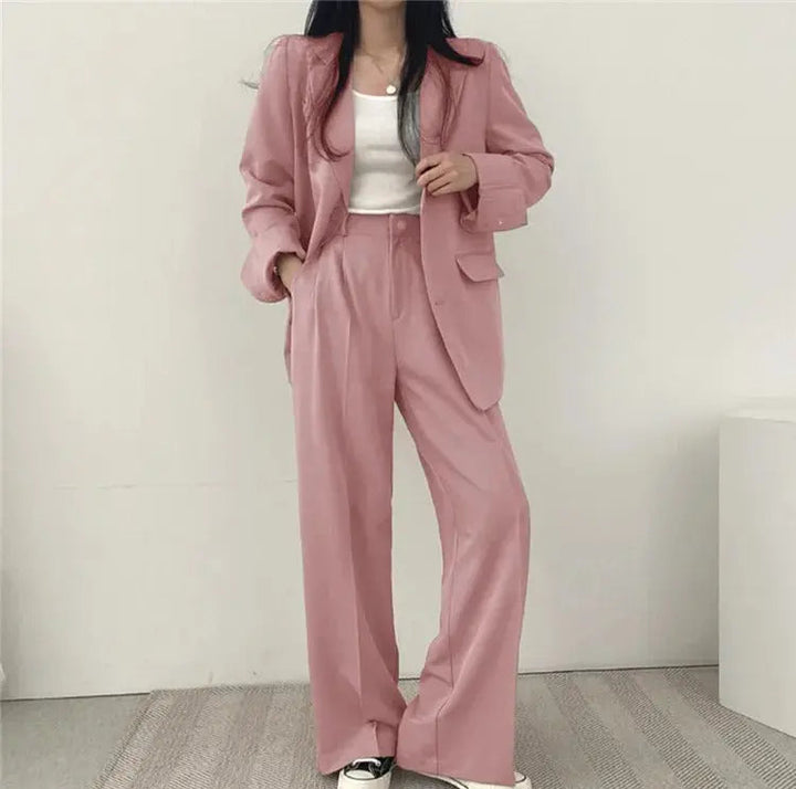 Women's Tailored Co-Ord Set with Blazer and Wide Leg Trousers