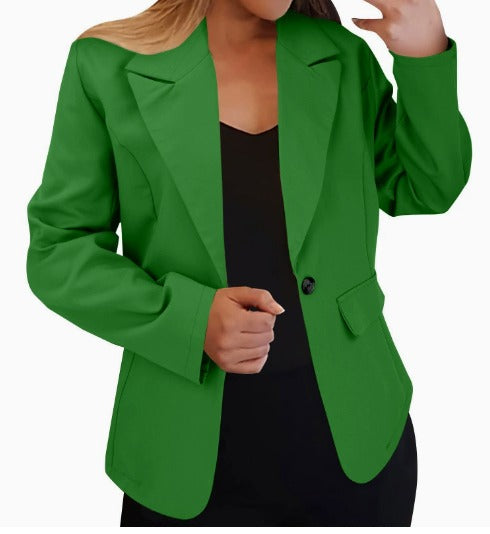 Women's Tailored Blazer with Notch Lapels and Single Button Front