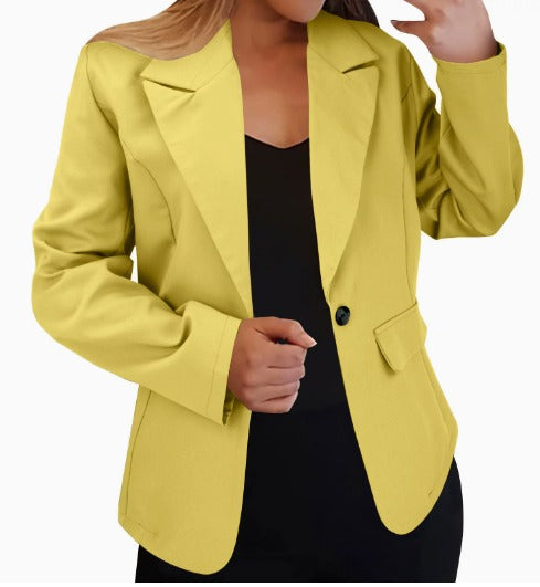 Women's Tailored Blazer with Notch Lapels and Single Button Front