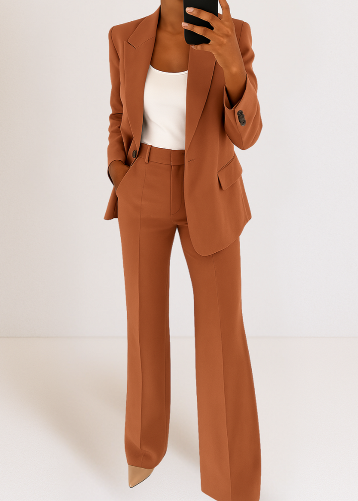 Women's Tailored Co-Ord Set with Blazer and Wide Leg Trousers