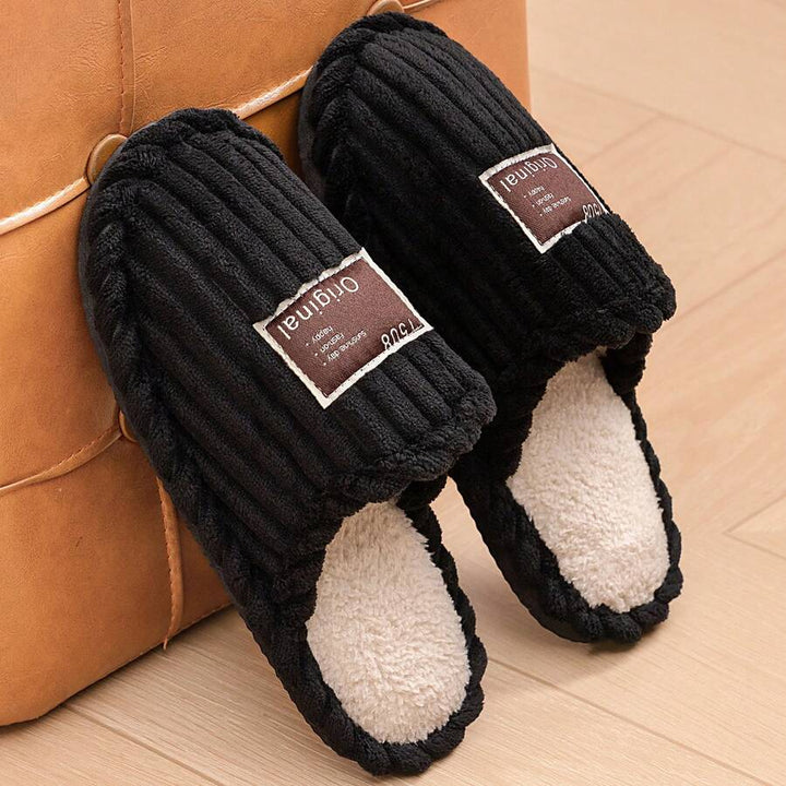 Women's Faux Fur Lined Slippers with Ribbed Knit Upper