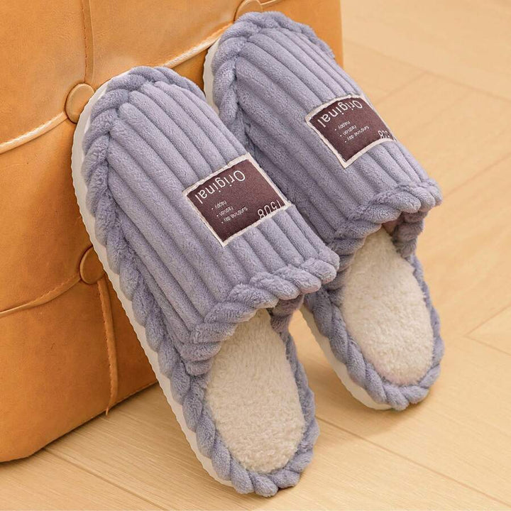 Women's Faux Fur Lined Slippers with Ribbed Knit Upper