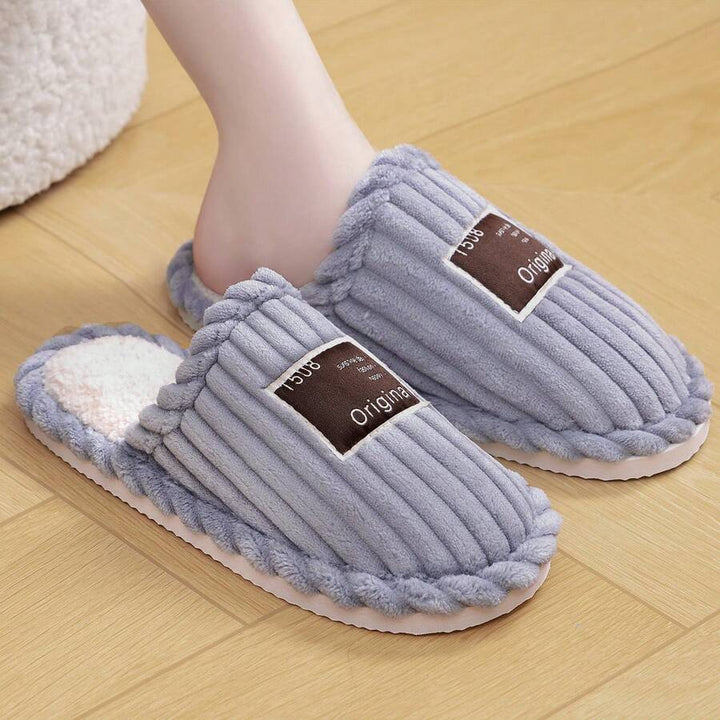 Women's Faux Fur Lined Slippers with Ribbed Knit Upper