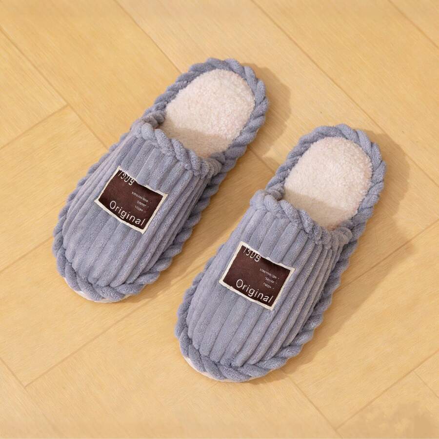 Women's Faux Fur Lined Slippers with Ribbed Knit Upper