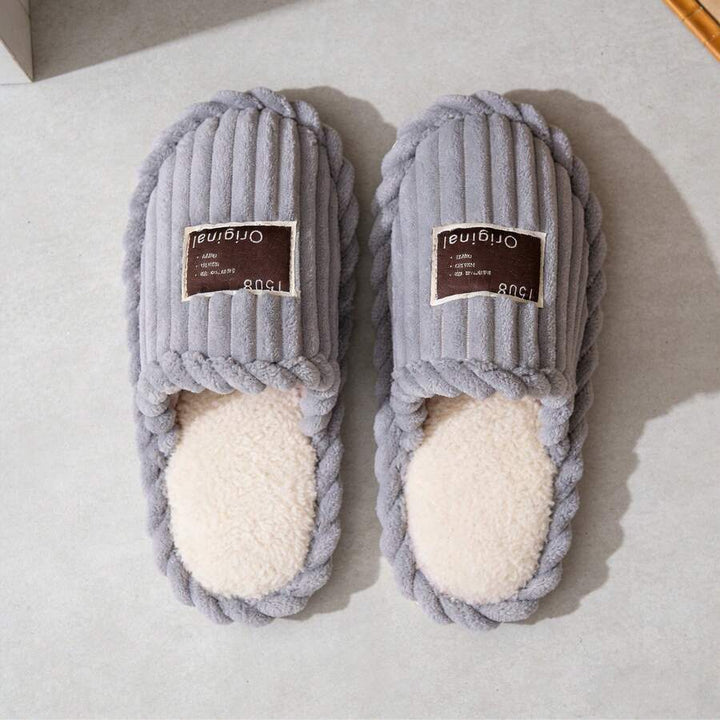 Women's Faux Fur Lined Slippers with Ribbed Knit Upper