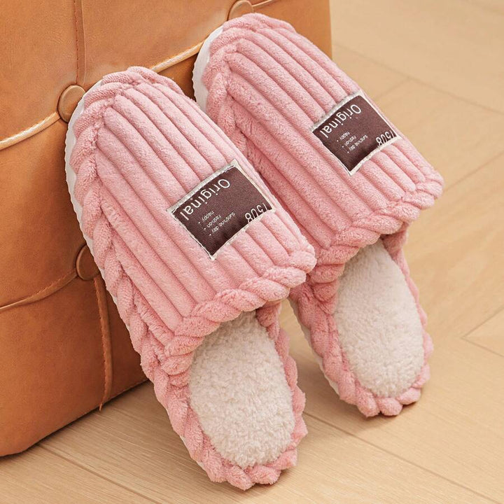 Women's Faux Fur Lined Slippers with Ribbed Knit Upper