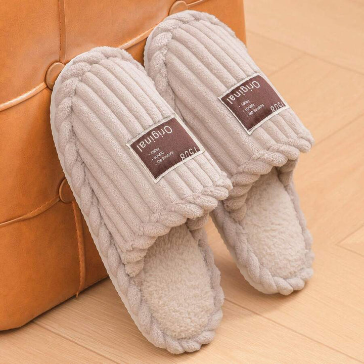 Women's Faux Fur Lined Slippers with Ribbed Knit Upper