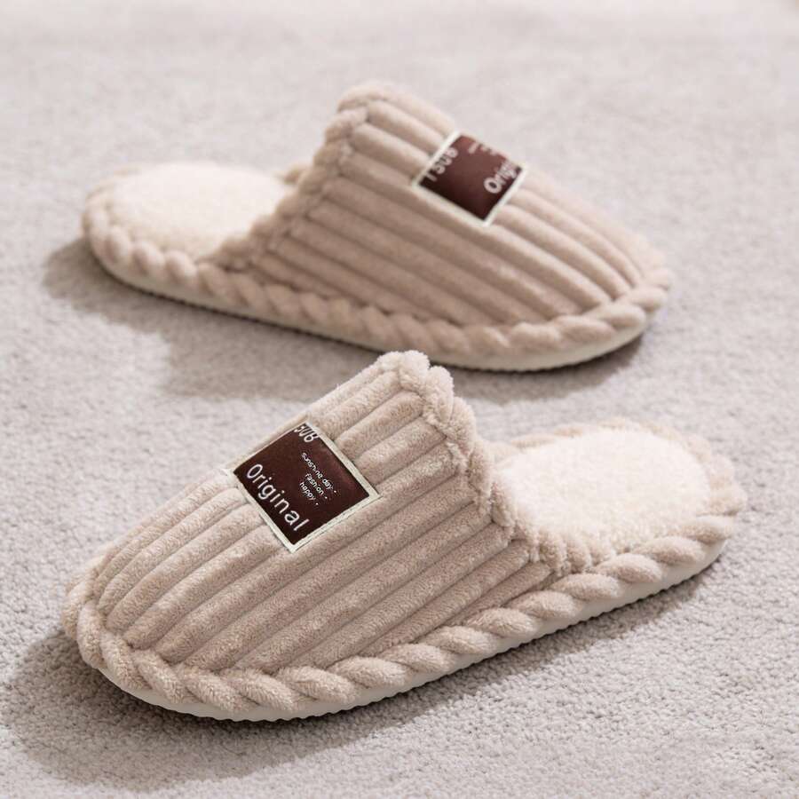 Women's Faux Fur Lined Slippers with Ribbed Knit Upper