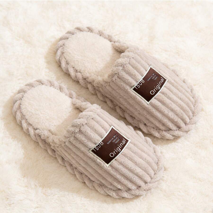 Women's Faux Fur Lined Slippers with Ribbed Knit Upper