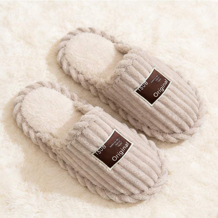Women's Faux Fur Lined Slippers with Ribbed Knit Upper