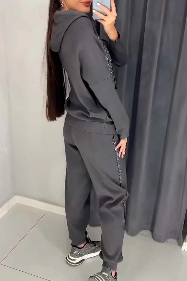 Women's Knit Co Ord Set with Hooded Jumper and Joggers