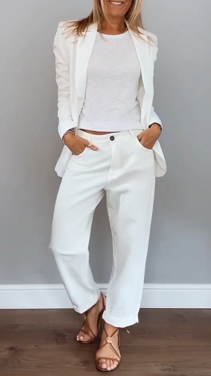 Women's Knit Co Ord Set with V Neck Jumper and Joggers