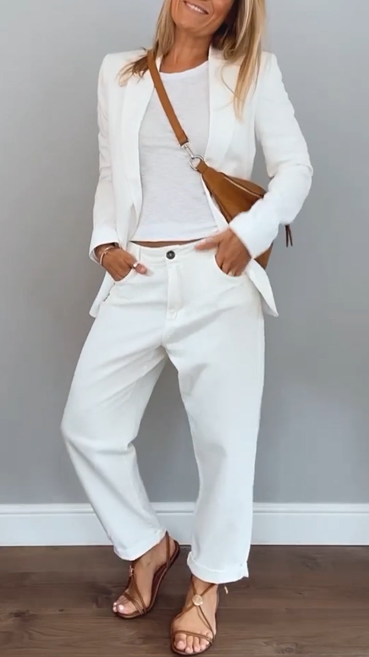 Women's Knit Co Ord Set with V Neck Jumper and Joggers