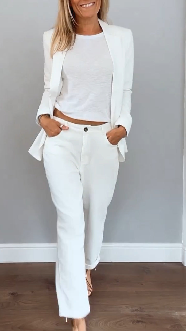 Women's Knit Co Ord Set with V Neck Jumper and Joggers