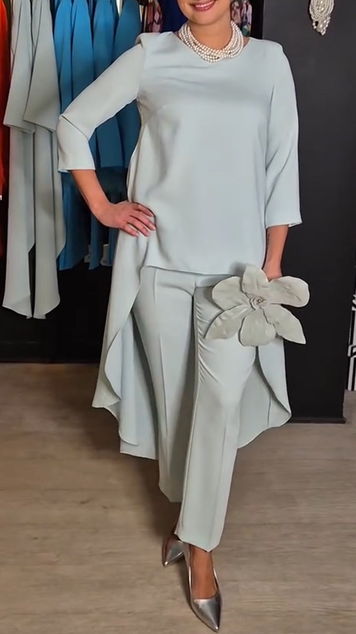 Women's Co-Ord Set with Relaxed Top and Wide Leg Trousers