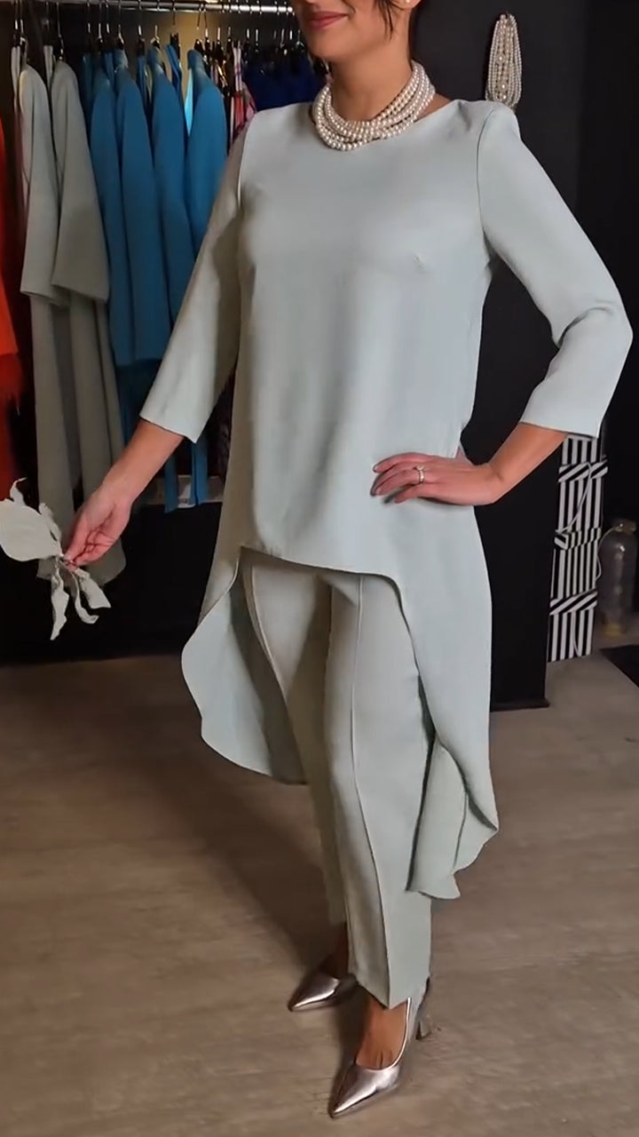 Women's Co-Ord Set with Relaxed Top and Wide Leg Trousers