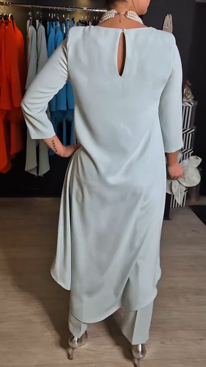 Women's Co-Ord Set with Relaxed Top and Wide Leg Trousers