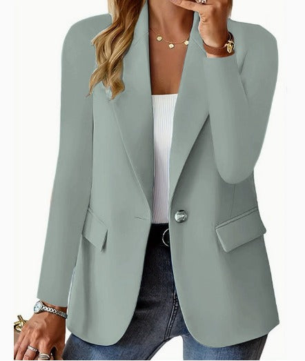Women's Tailored Blazer with Notch Lapels and Single Button Front