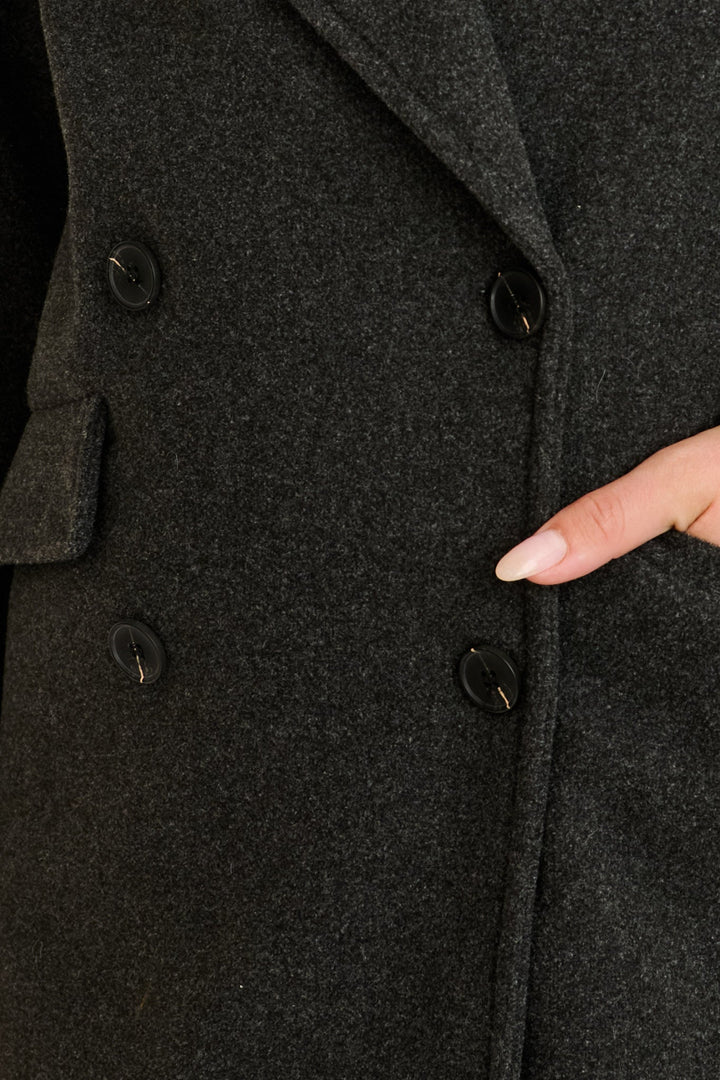 Women's Longline Coat with Notch Lapels and Relaxed Fit