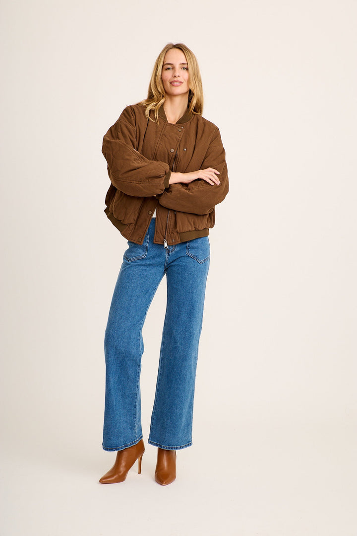 Women's Quilted Jacket with High Neck and Relaxed Fit