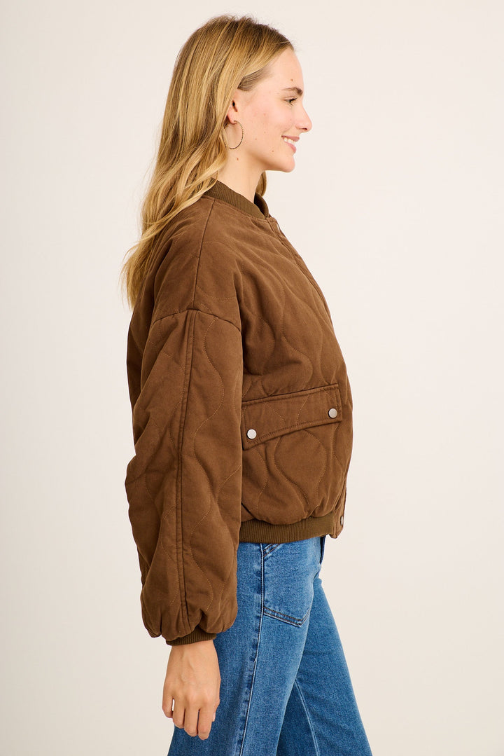 Women's Quilted Jacket with High Neck and Relaxed Fit