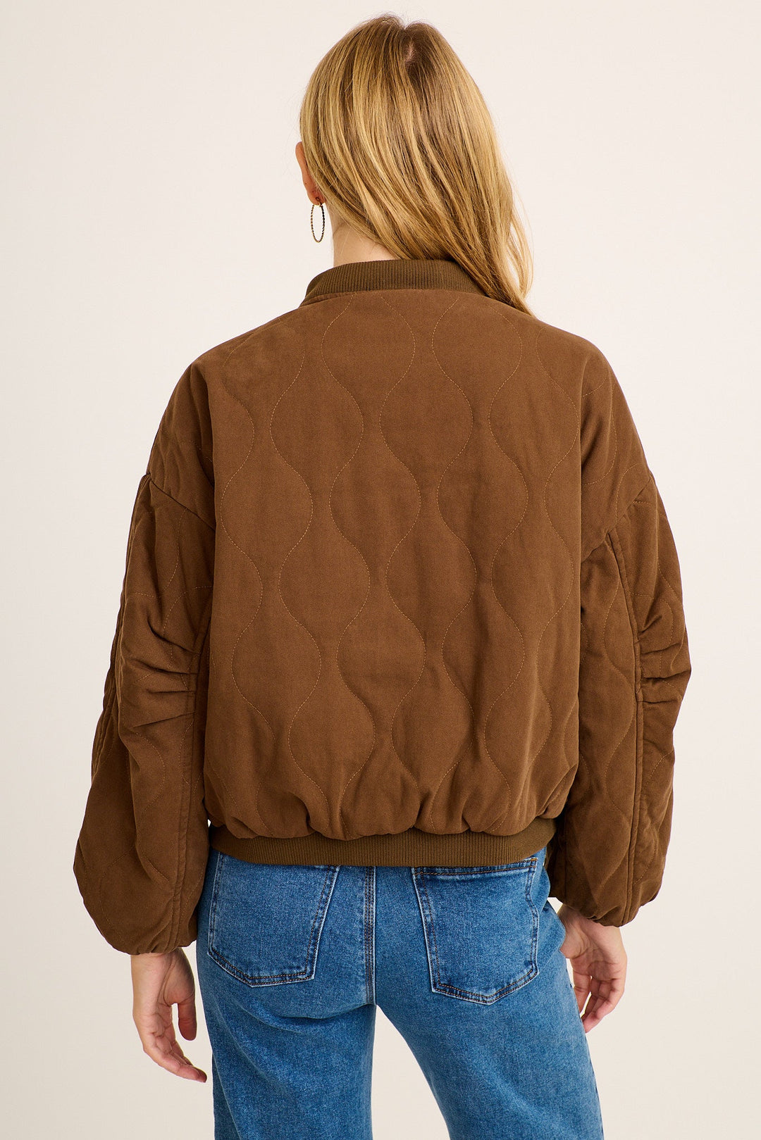 Women's Quilted Jacket with High Neck and Relaxed Fit