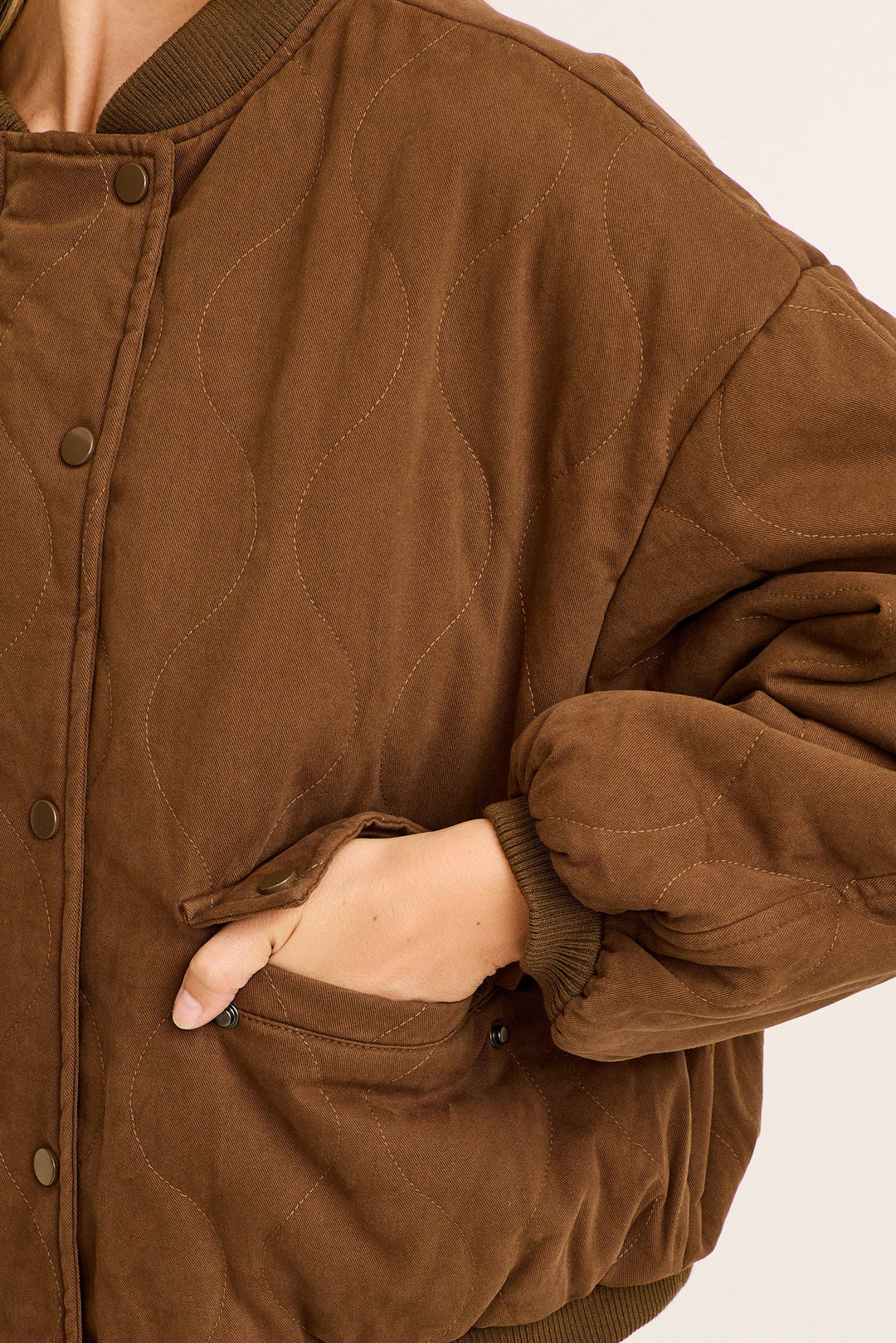 Women's Quilted Jacket with High Neck and Relaxed Fit
