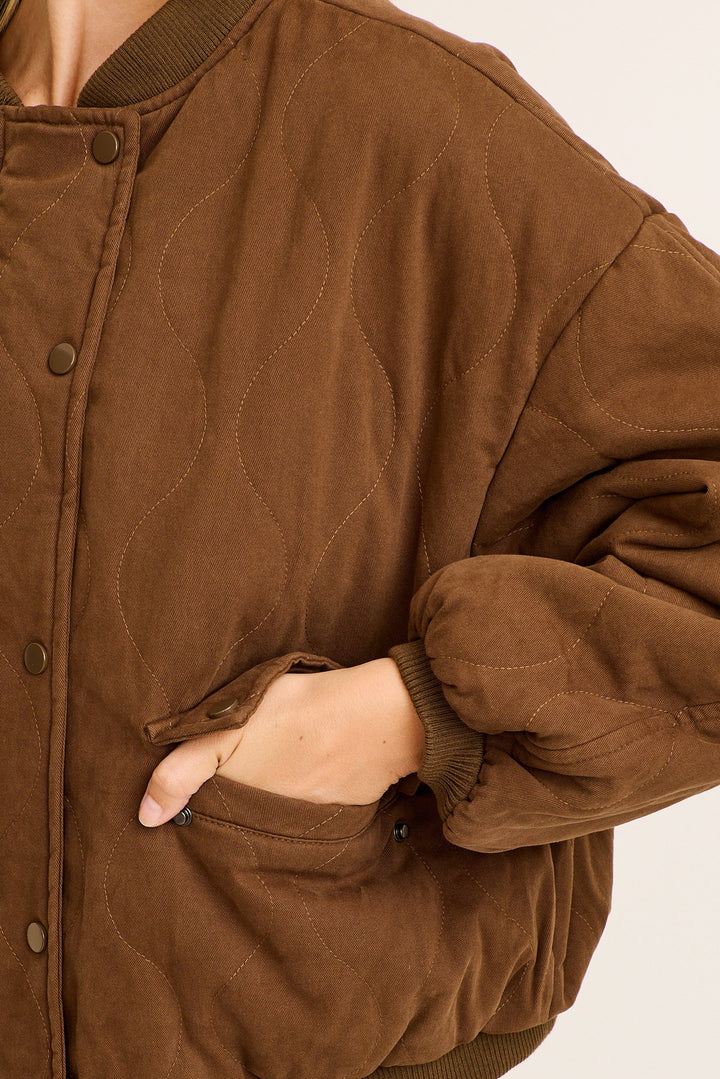 Women's Quilted Jacket with High Neck and Relaxed Fit