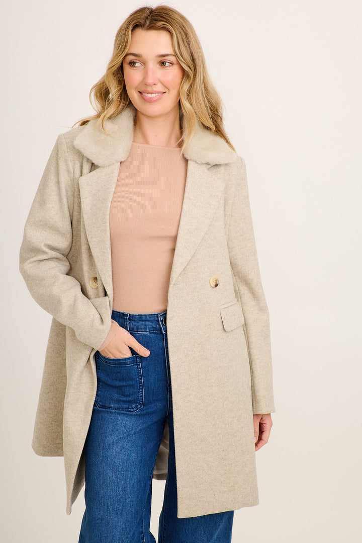 Women's Double Breasted Coat with Notch Lapels and Tailored Fit
