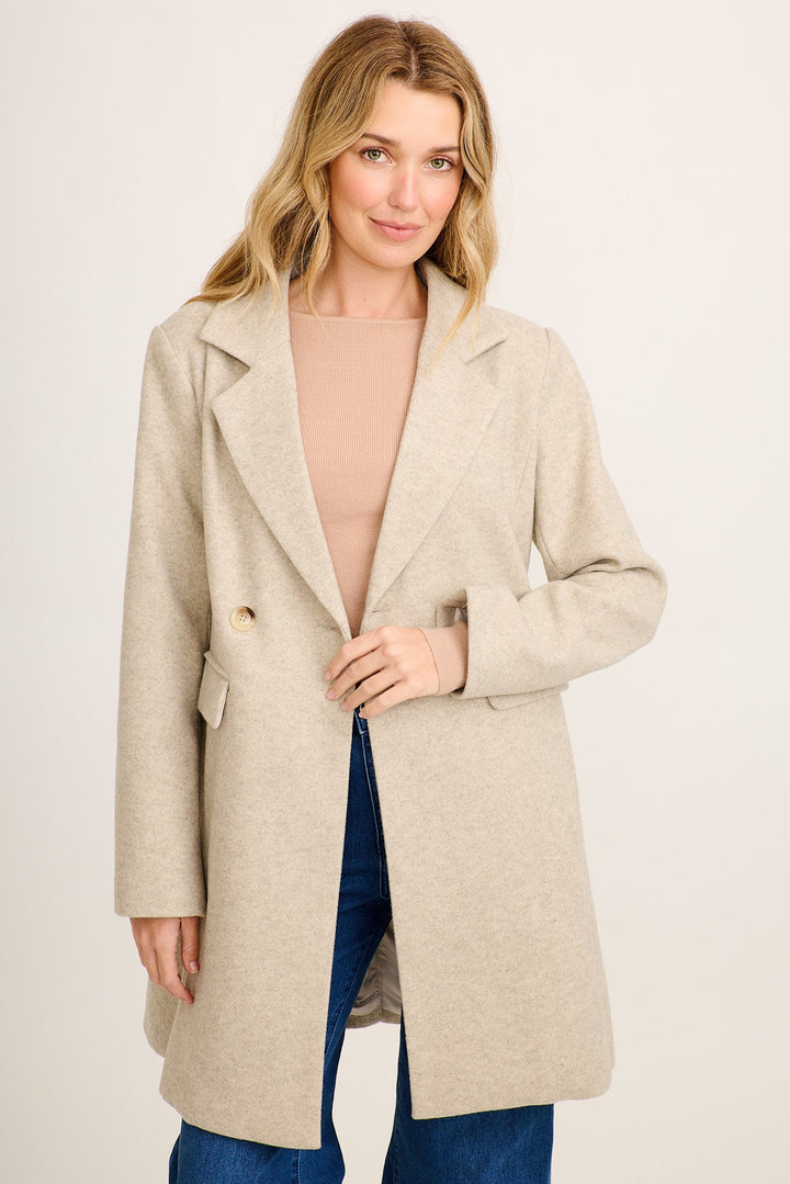 Women's Double Breasted Coat with Notch Lapels and Tailored Fit