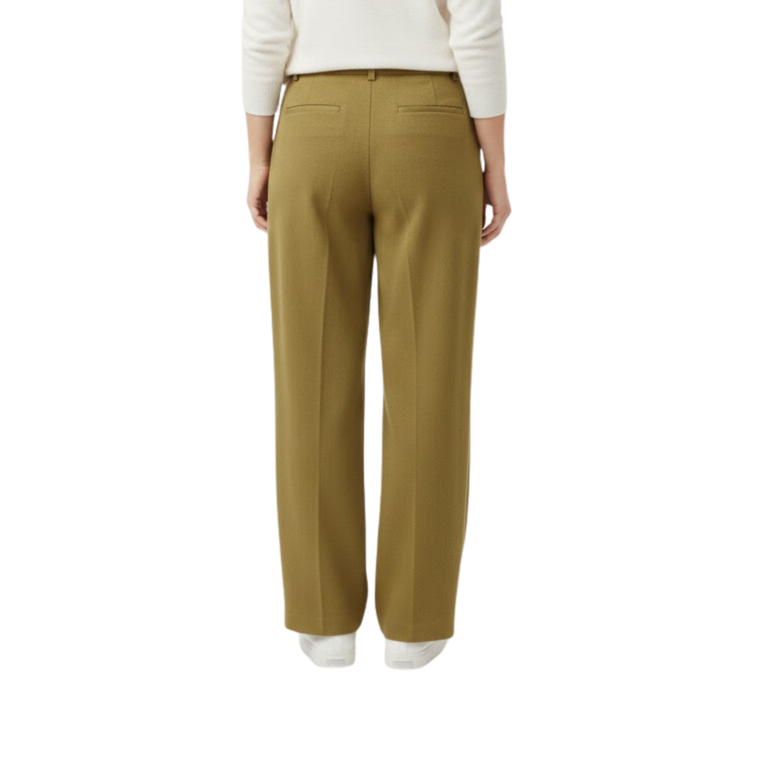 Women's Tailored Trousers with High Waist and Pleated Front