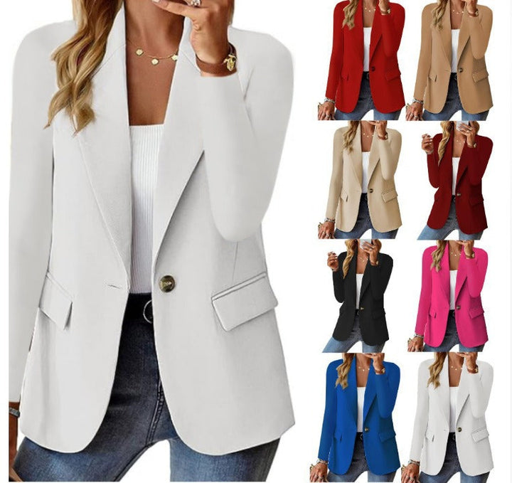 Women's Tailored Blazer with Notch Lapels and Single Button Front