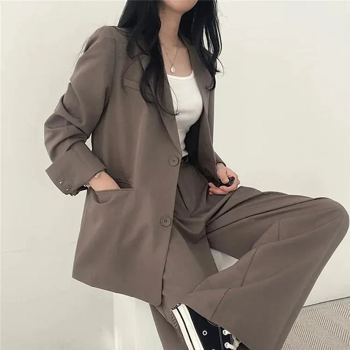 Women's Tailored Co-Ord Set with Blazer and Wide Leg Trousers