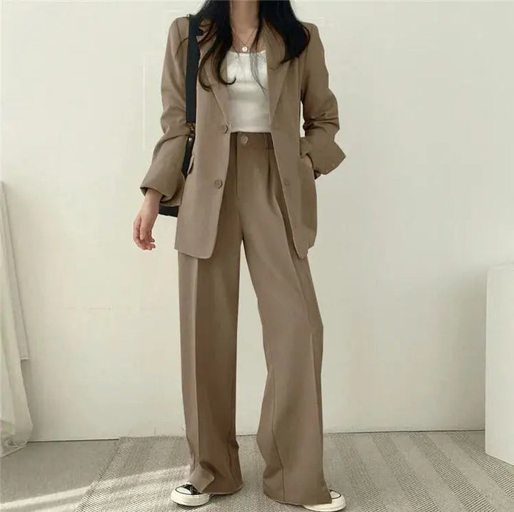 Women's Tailored Co-Ord Set with Blazer and Wide Leg Trousers