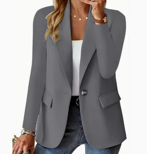 Women's Tailored Blazer with Notch Lapels and Single Button Front