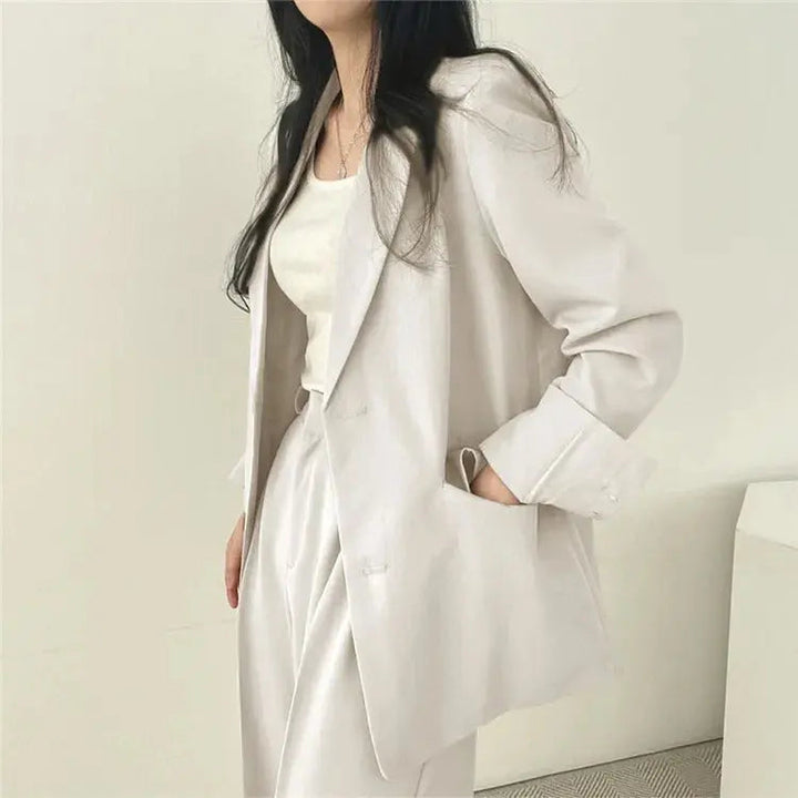Women's Tailored Co-Ord Set with Blazer and Wide Leg Trousers