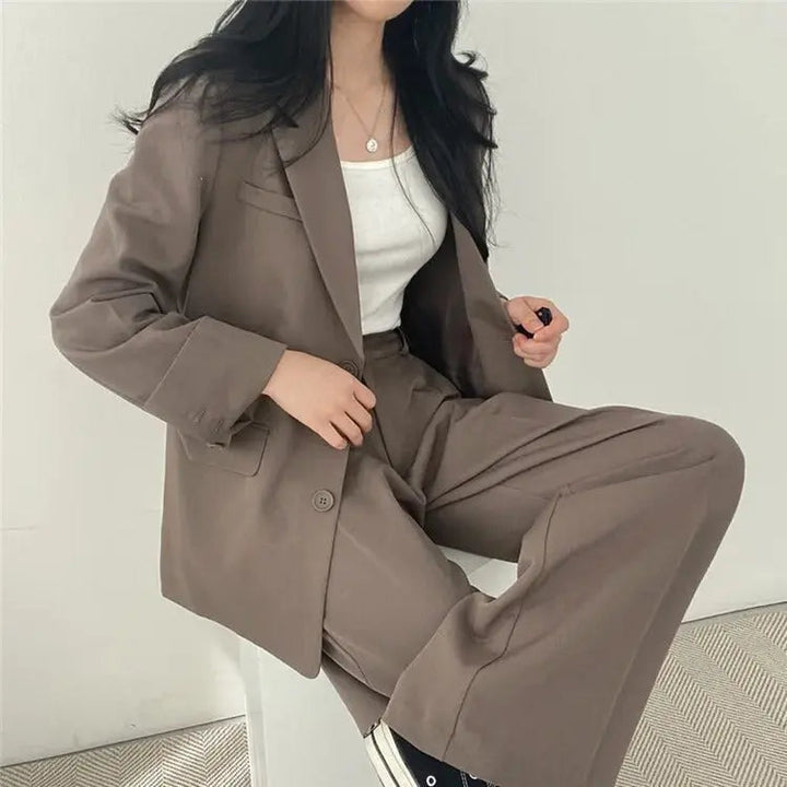 Women's Tailored Co-Ord Set with Blazer and Wide Leg Trousers