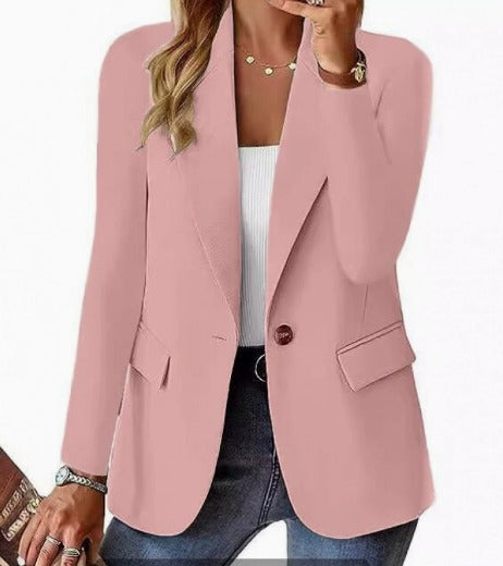 Women's Tailored Blazer with Notch Lapels and Single Button Front