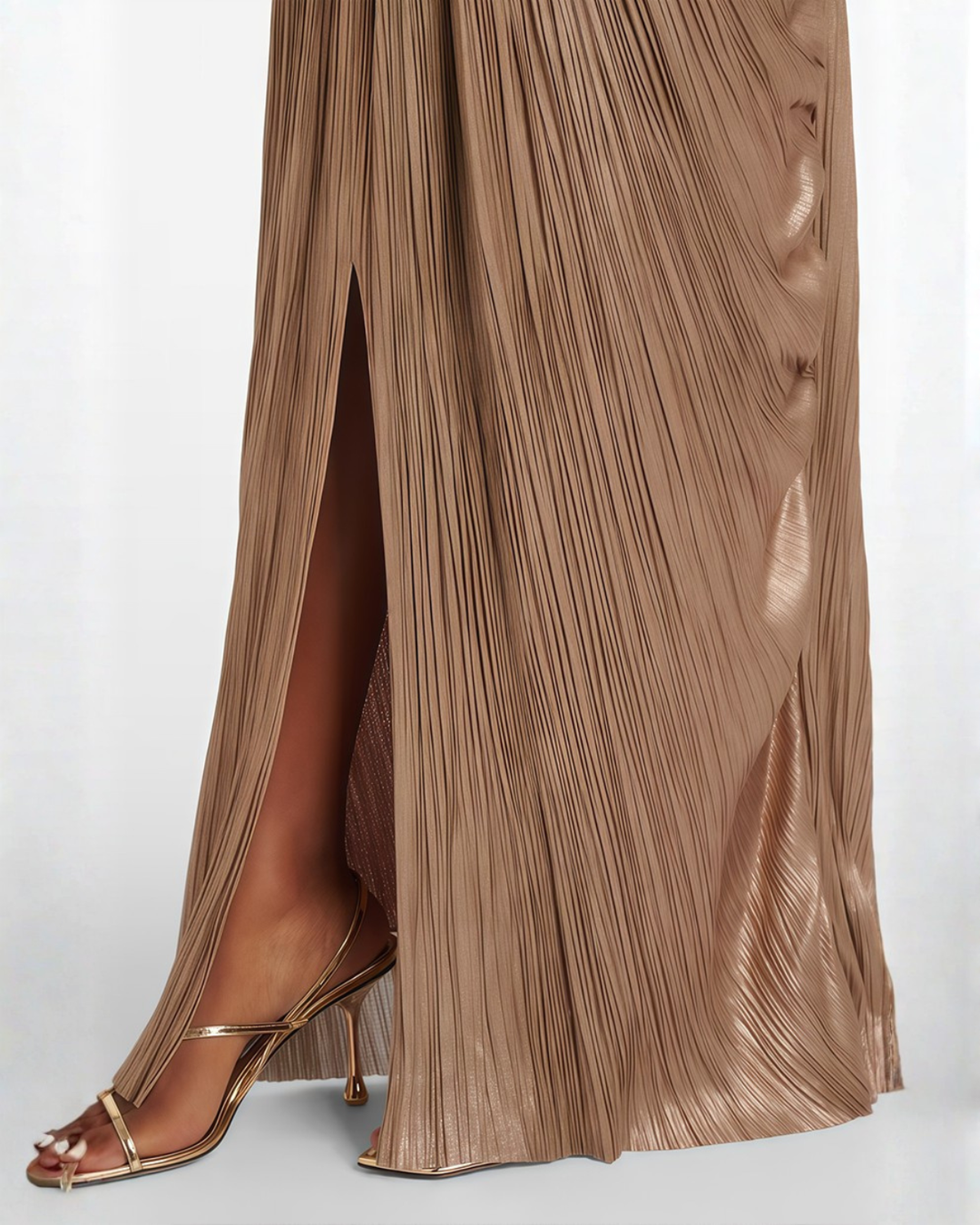 Women's Wedding Guest Maxi Dress with Pleated Bustier and Lace Up Back