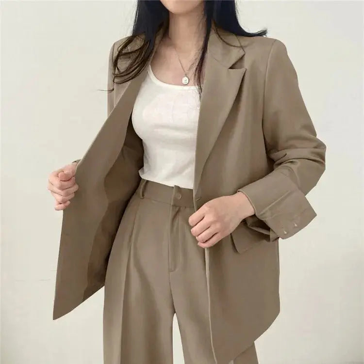Women's Tailored Co-Ord Set with Blazer and Wide Leg Trousers