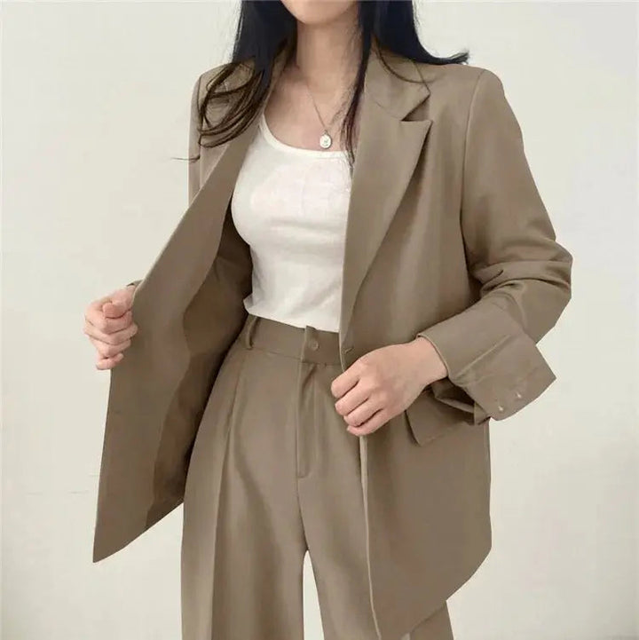 Women's Tailored Co-Ord Set with Blazer and Wide Leg Trousers