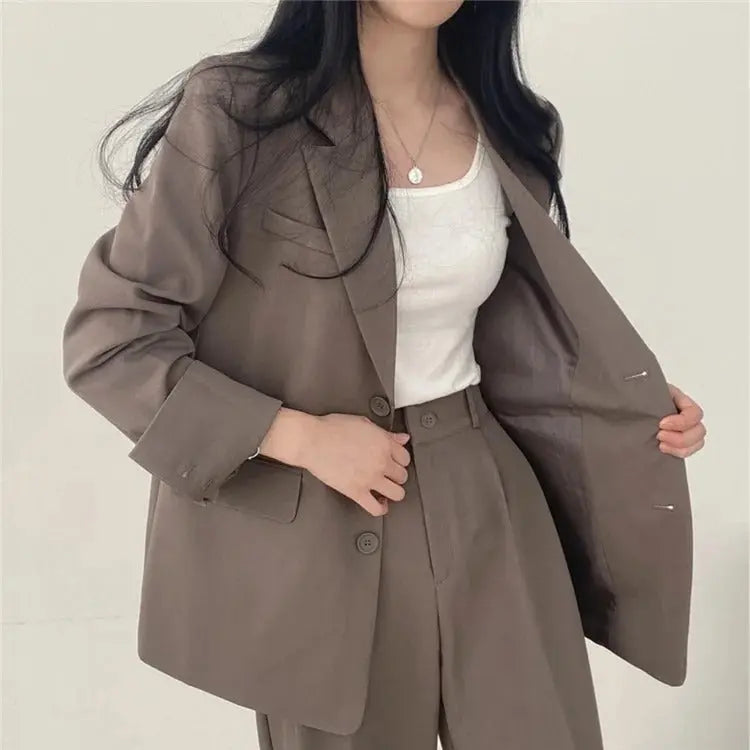 Women's Tailored Co-Ord Set with Blazer and Wide Leg Trousers