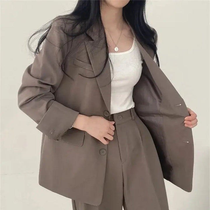 Women's Tailored Co-Ord Set with Blazer and Wide Leg Trousers