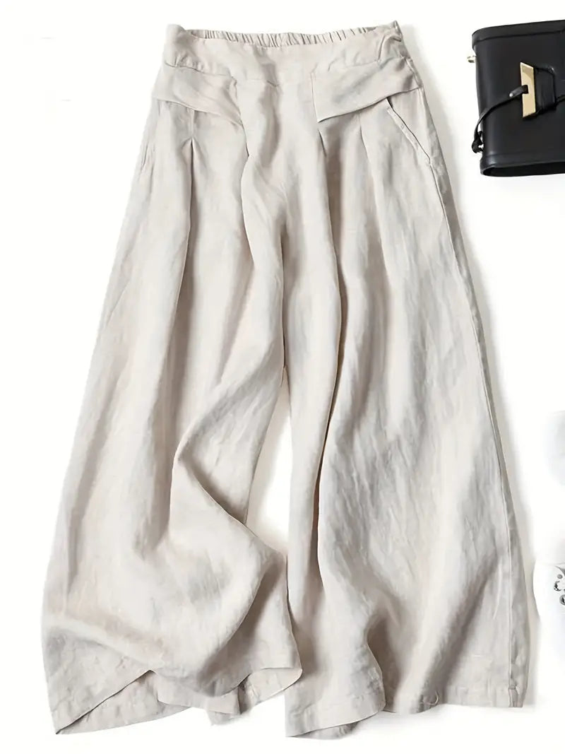 Women's Palazzo Trousers with High Waist and Wide Leg