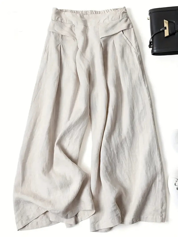 Women's Palazzo Trousers with High Waist and Wide Leg