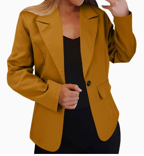 Women's Tailored Blazer with Notch Lapels and Single Button Front