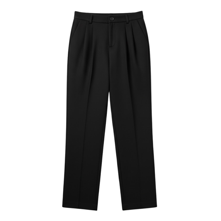 Women's Tailored Trousers with High Waist and Pleated Front
