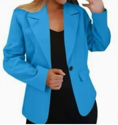 Women's Tailored Blazer with Notch Lapels and Single Button Front